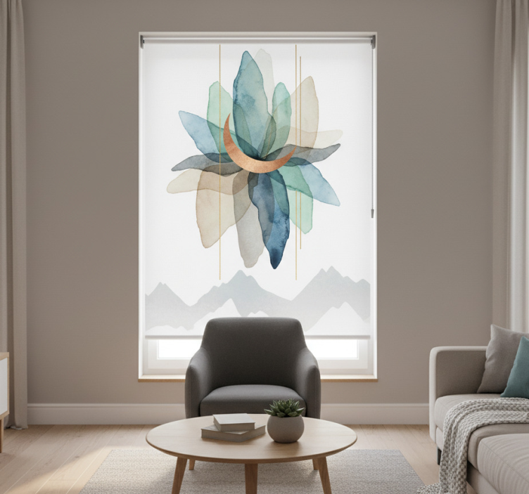 ブラインド 北欧 抽象的なカラフルな山の風景 - TENSTICKERS