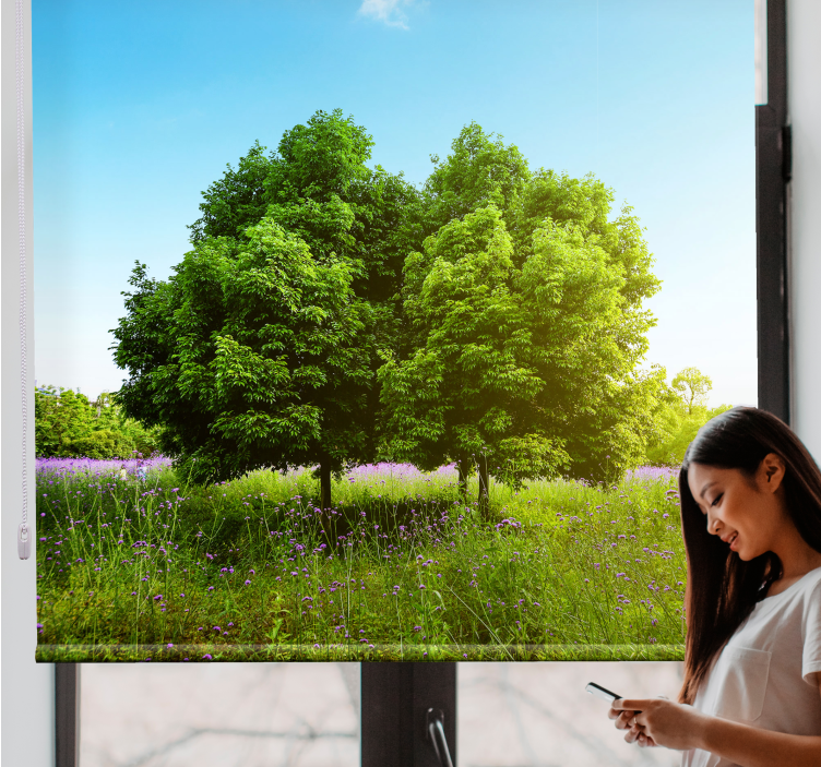 ブラインド 木 緑豊かな風景シーン - TENSTICKERS