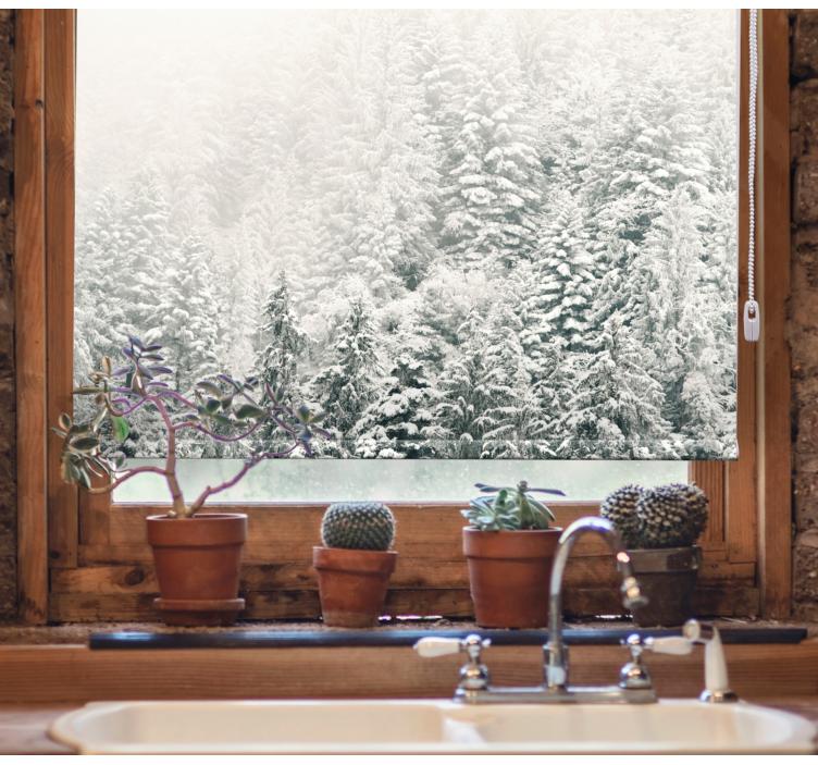 ブラインド 木 雪に覆われた松の木 - TENSTICKERS