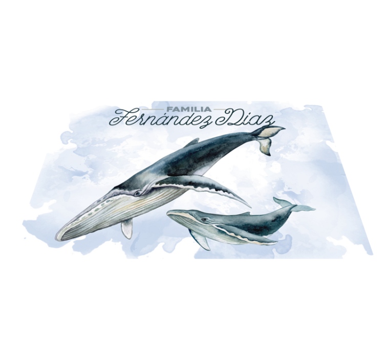 ランチョン マット 名前付きクジラの家族イラスト - TENSTICKERS