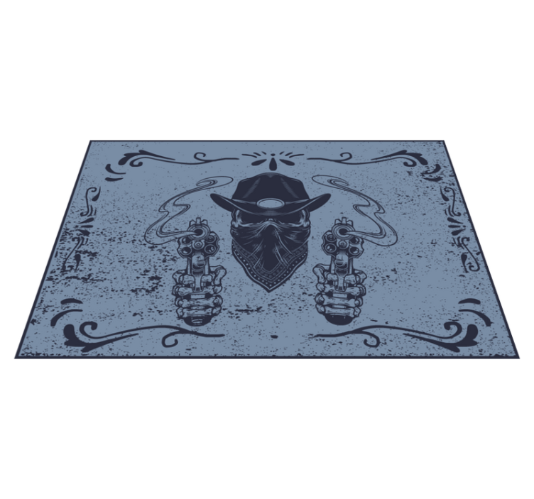 オリジナル ランチョンマット カウボーイの顔と銃 - TENSTICKERS