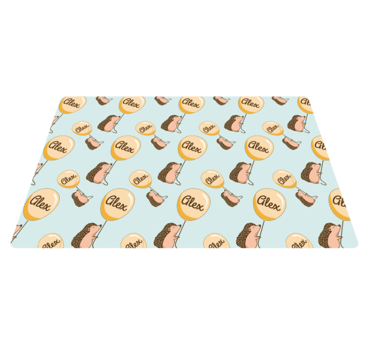 ランチョンマット 子供 名前入り風船を持ったハリネズミ - TENSTICKERS