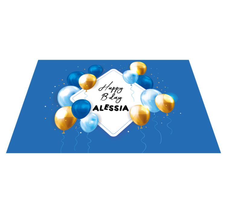 風船と紙のパーティーの名前のランチョンマット - TENSTICKERS