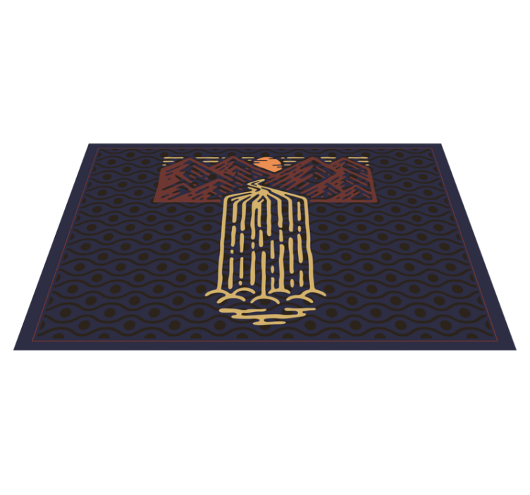 オリジナル ランチョンマット 山の滝の風景 - TENSTICKERS