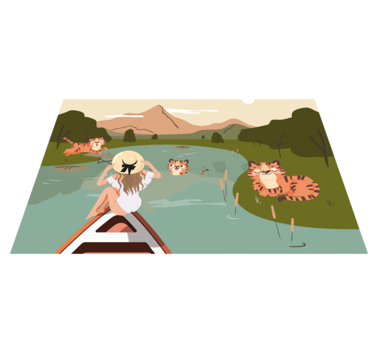 ランチョンマット 子供 遊ぶトラのシーン - TENSTICKERS