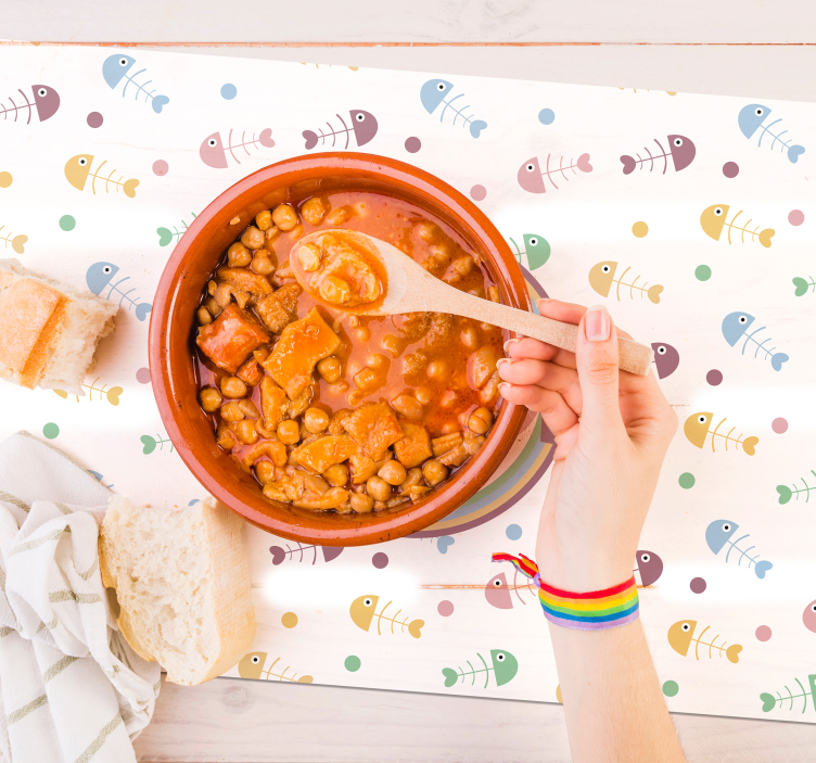 ランチョンマット 子供 活き活きとした魚のコンセプト - TENSTICKERS