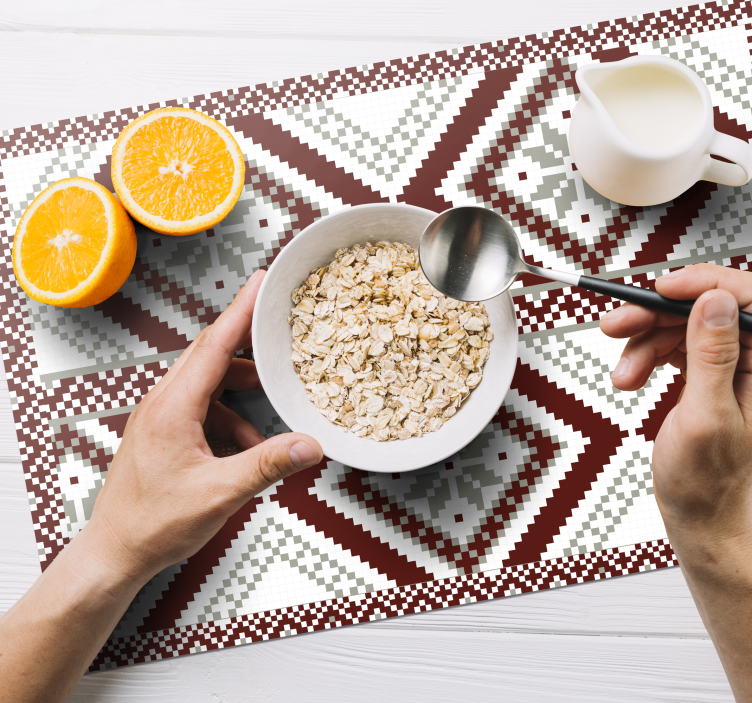 北欧の雪片赤灰色のオリジナルランチョンマット - TENSTICKERS