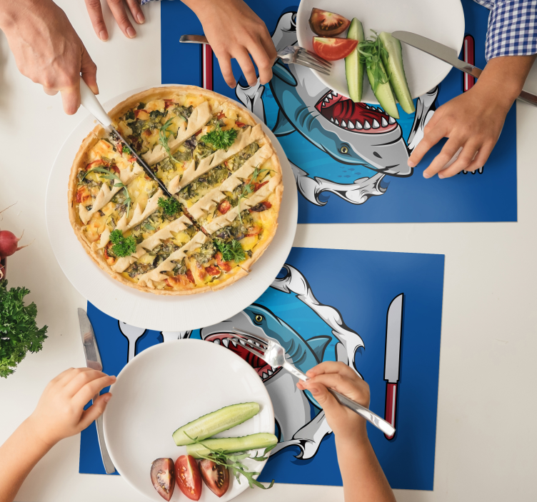 大きなサメ3d魚のランチョンマット - TENSTICKERS