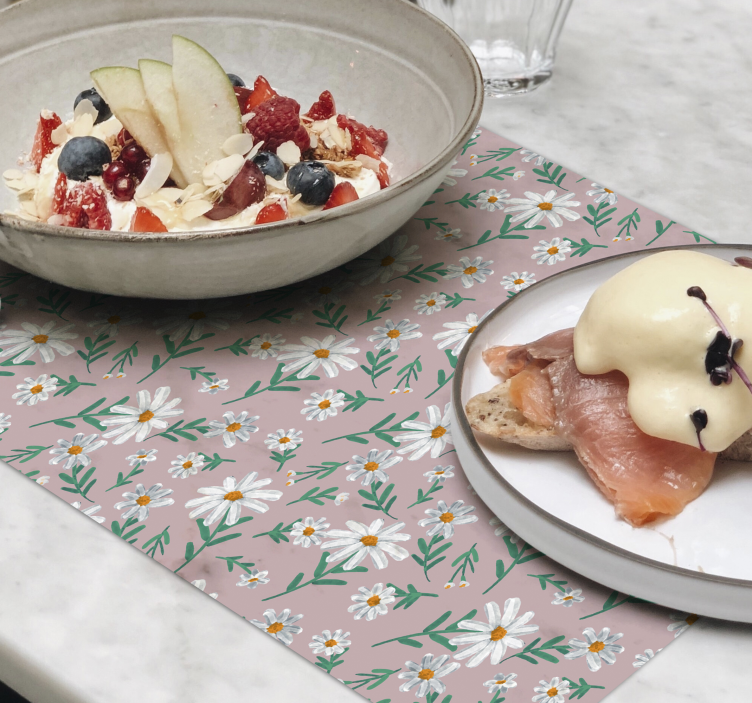70年代のデイジーピンク花ランチョンマット - TENSTICKERS