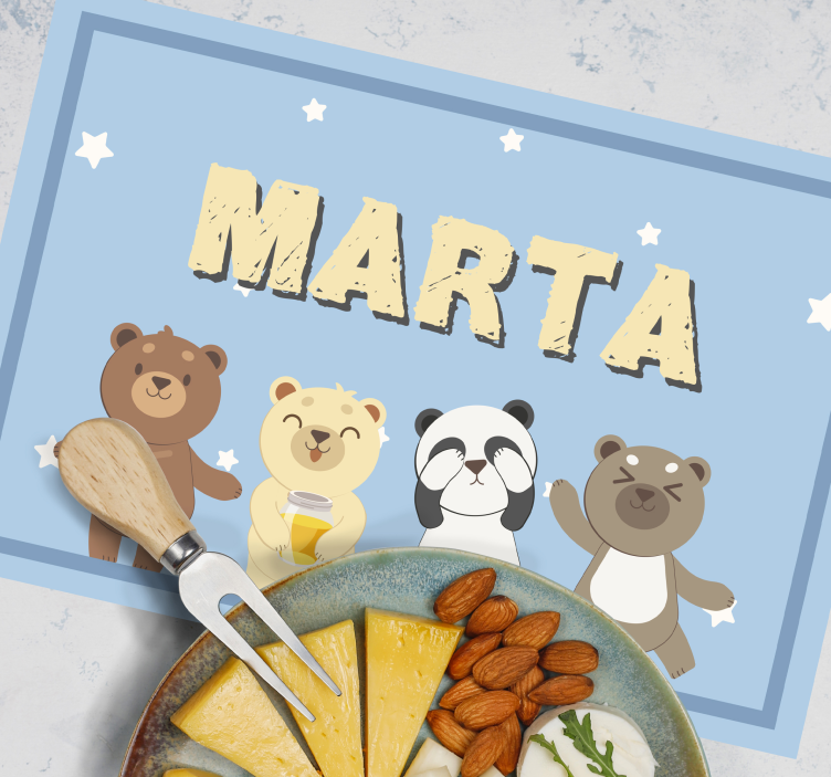 愛らしいクマのカスタマイズ可能な子供プレースマット - TENSTICKERS