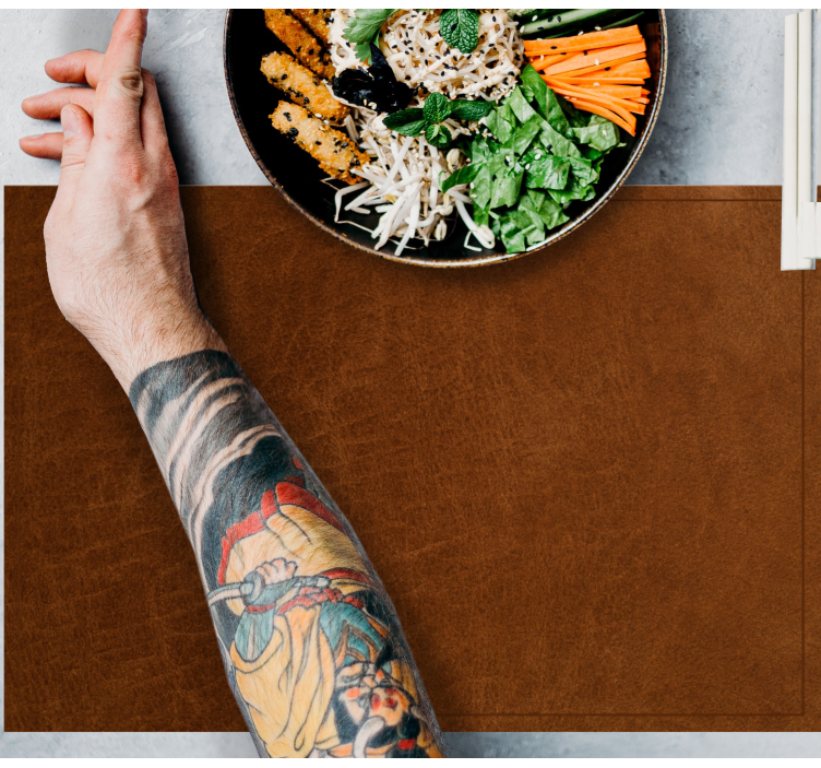 ブラウン レザー効果のテクスチャード プレースマット - TENSTICKERS