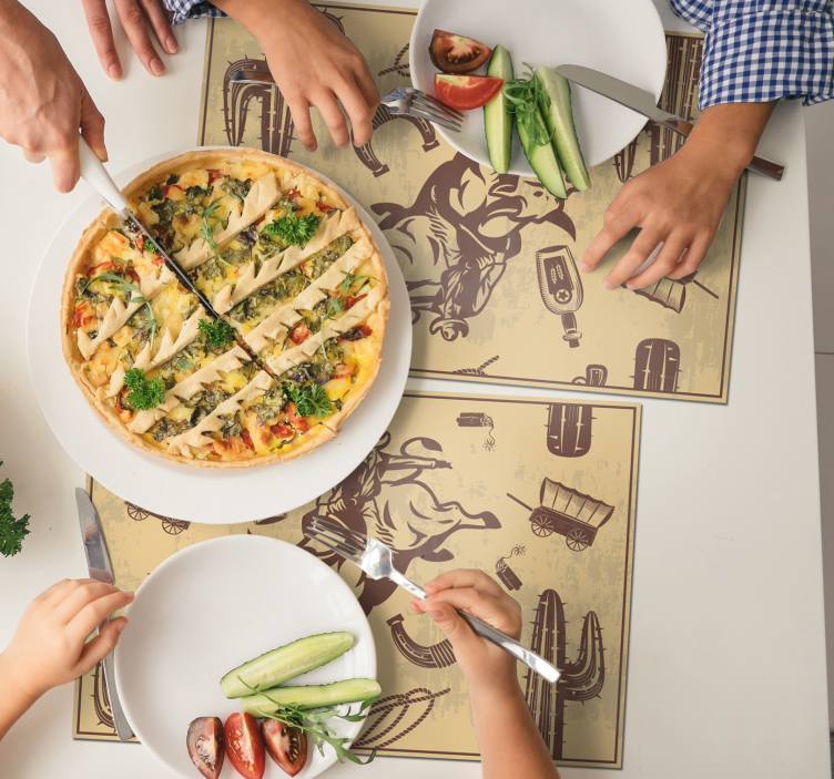 雄牛の子供のマットに乗るカウボーイ - TENSTICKERS