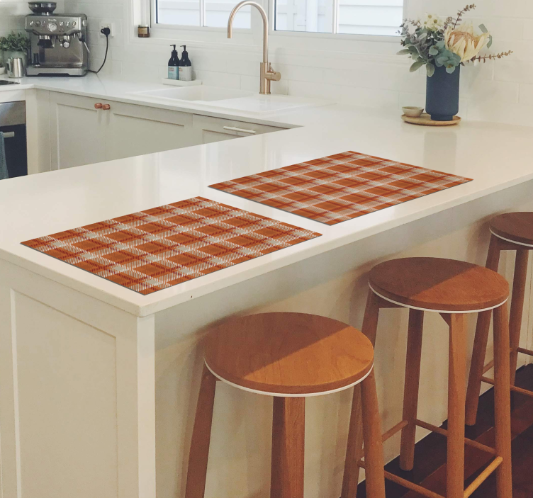 ランチョンマット エレガント オレンジのチェック柄 - TENSTICKERS