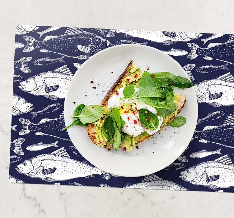 海のプレースマットの下の魚 - TENSTICKERS