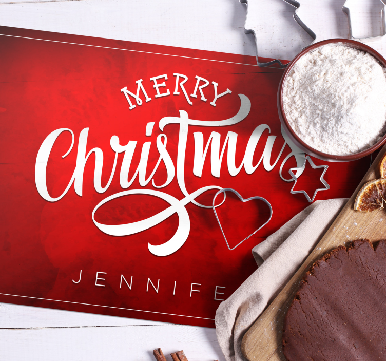 メリークリスマステキスト赤いランチョンマット - TENSTICKERS