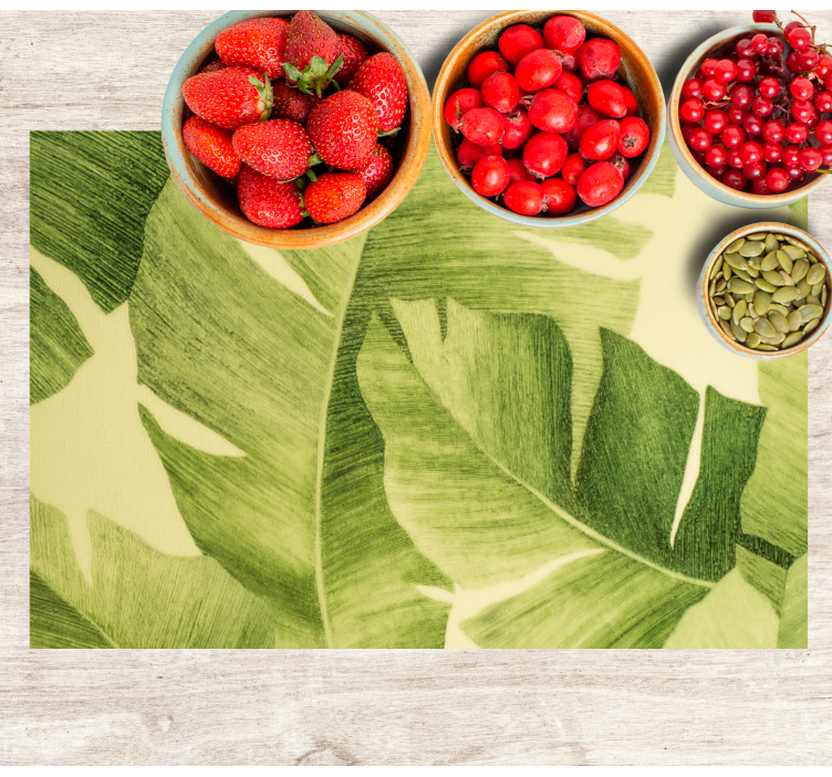 緑の葉を描いたエレガントなランチョンマット - TENSTICKERS