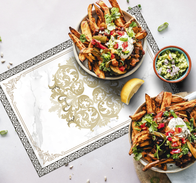 ランチョンマット エレガント バロックホワイトマーブル - TENSTICKERS