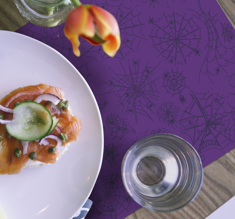 蜘蛛とウェブのハロウィーンのプレースマットと紫 - TENSTICKERS