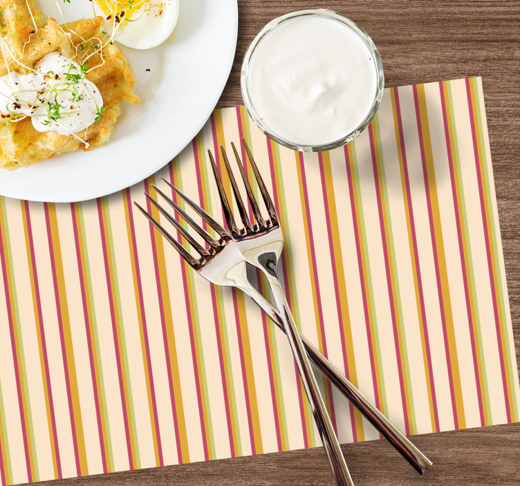 レトロなパステルストライプパターンのモダンなランチョンマット - TENSTICKERS