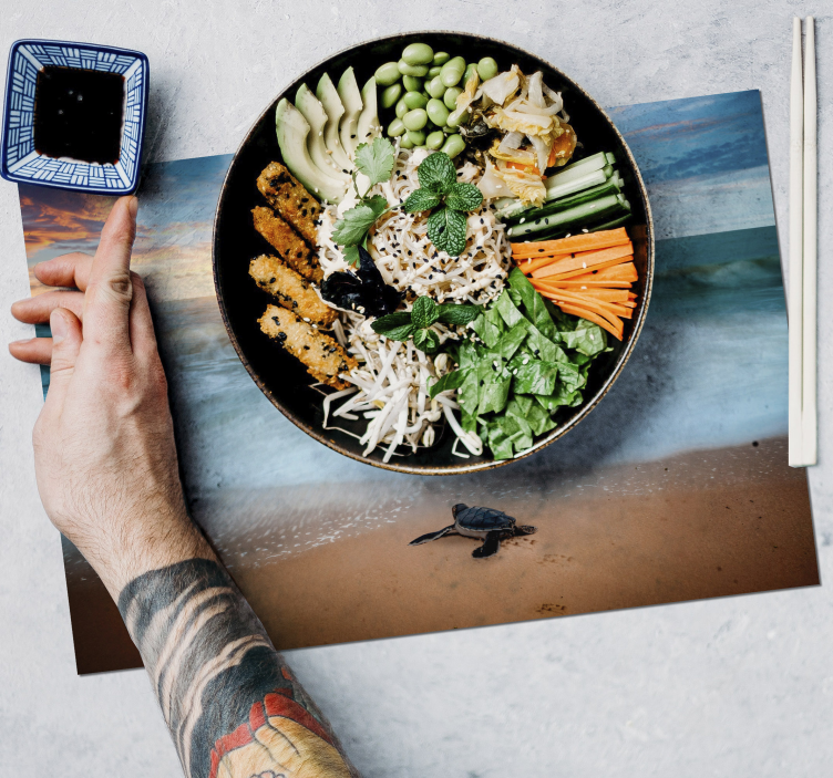 カメと夕日亀のマット - TENSTICKERS