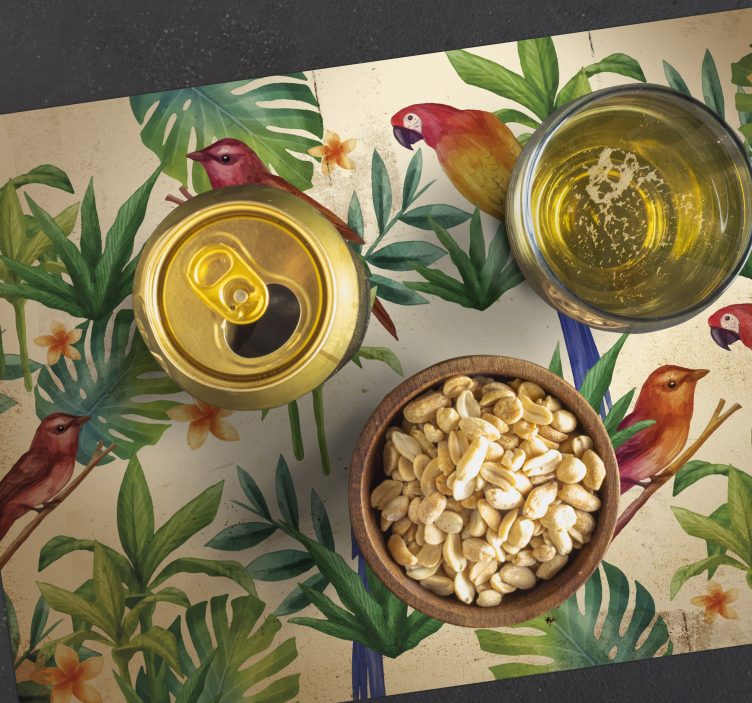 トロピカルオウムオリジナルビニールランチョンマット - TENSTICKERS