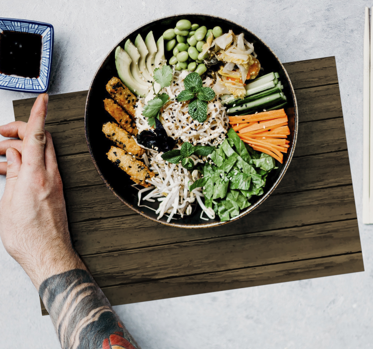 木製パターンテクスチャプレースマット - TENSTICKERS