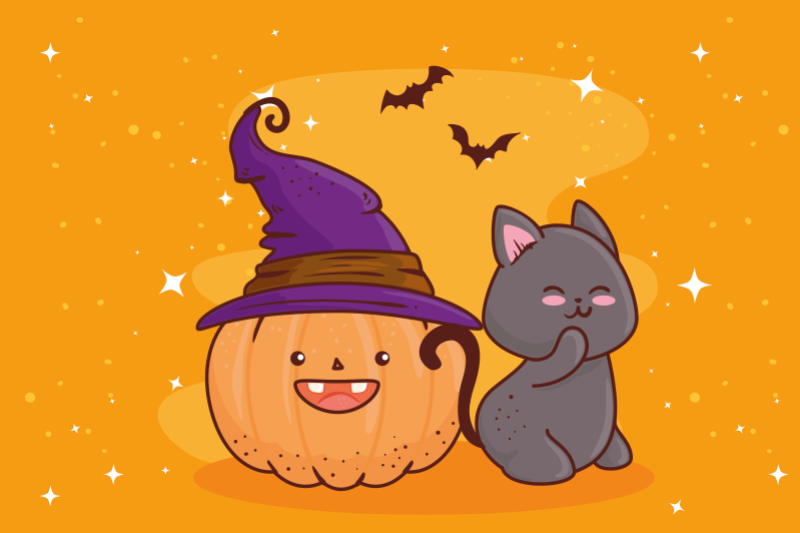 カボチャの頭の魔女の子供のランチョンマット - TENSTICKERS