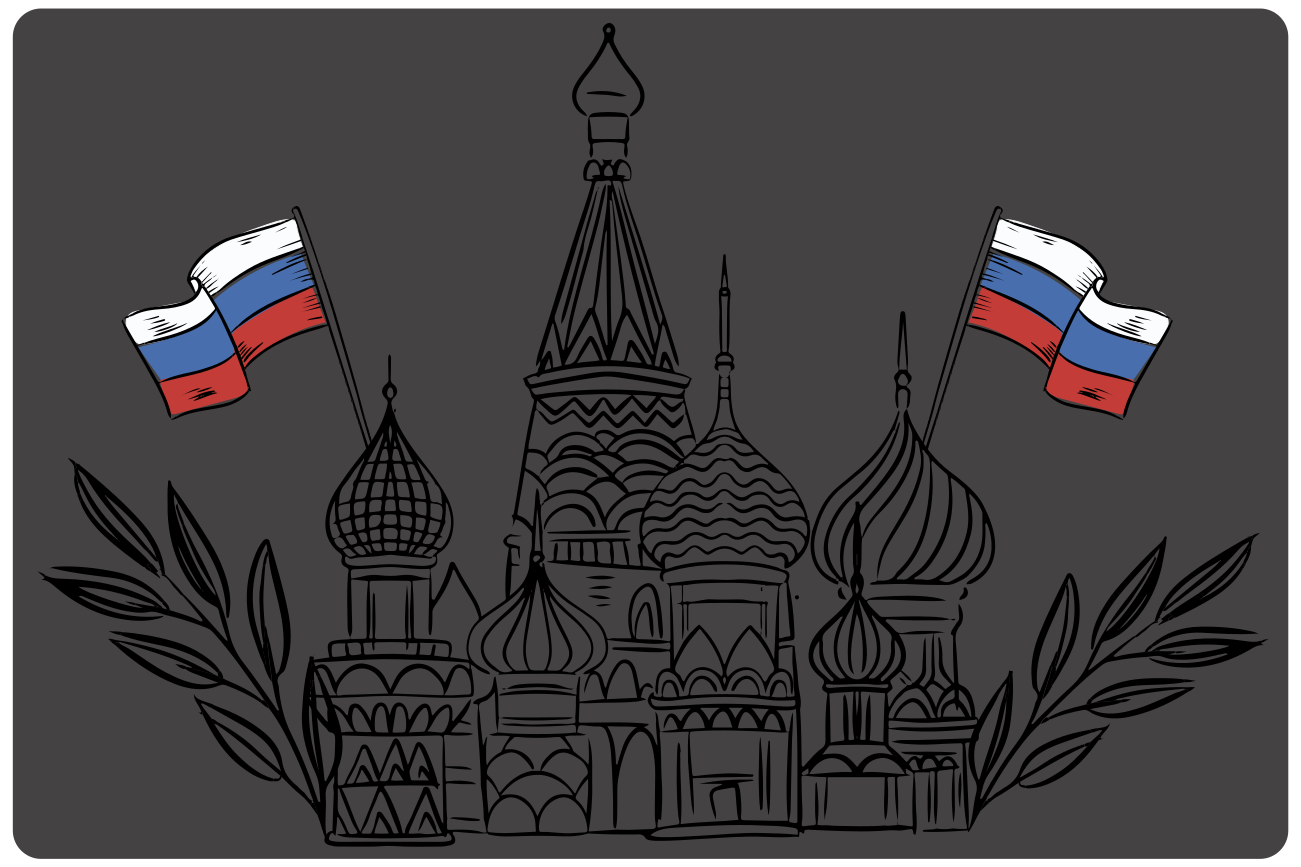 オリジナル ランチョンマット ロシアの建築シルエット - TENSTICKERS