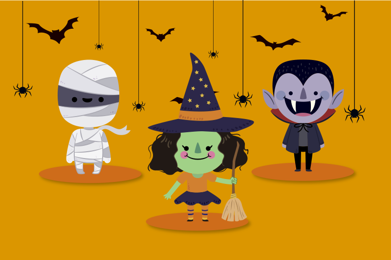 プレースマットハロウィンの楽しいキャラクター - TENSTICKERS