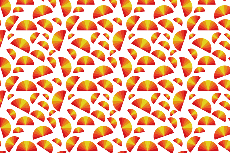 オリジナル ランチョンマット カラフルな扇模様 - TENSTICKERS