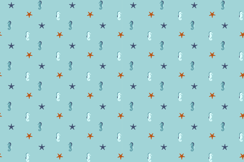 オリジナル ランチョンマット タツノオトシゴとヒトデの柄 - TENSTICKERS