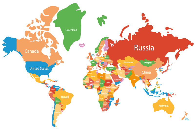 カラフルな世界地図オリジナルランチョンマット - TENSTICKERS