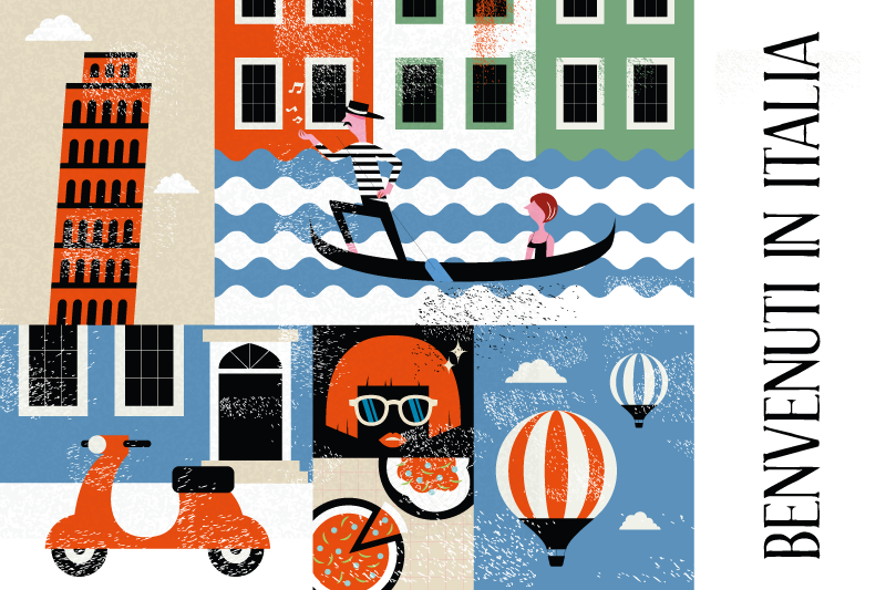 オリジナル ランチョンマット イタリアの鮮やかな風景 - TENSTICKERS