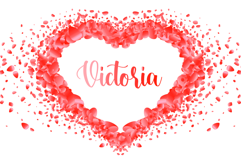 名前のプレースマットでハートを形成する花びら - TENSTICKERS