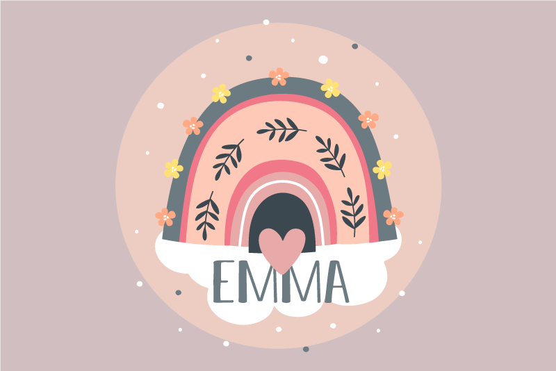 ランチョンマット 子供 レインボーフローラルデザイン - TENSTICKERS