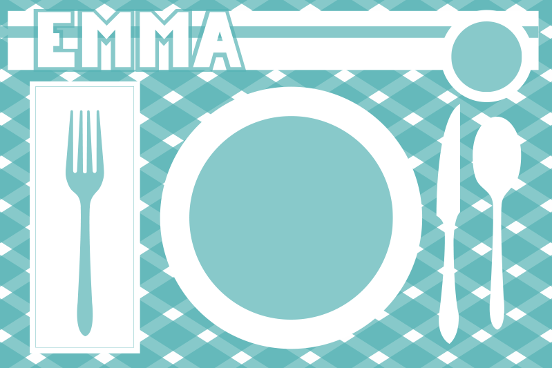 ランチョン マット 名前付きパーソナライズドダイニングマット - TENSTICKERS