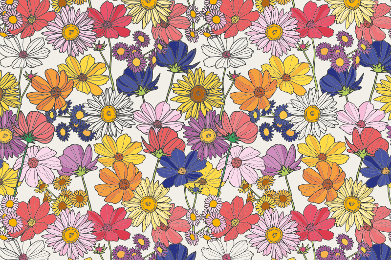 ランチョンマット 子供 鮮やかな植物のアレンジメント - TENSTICKERS