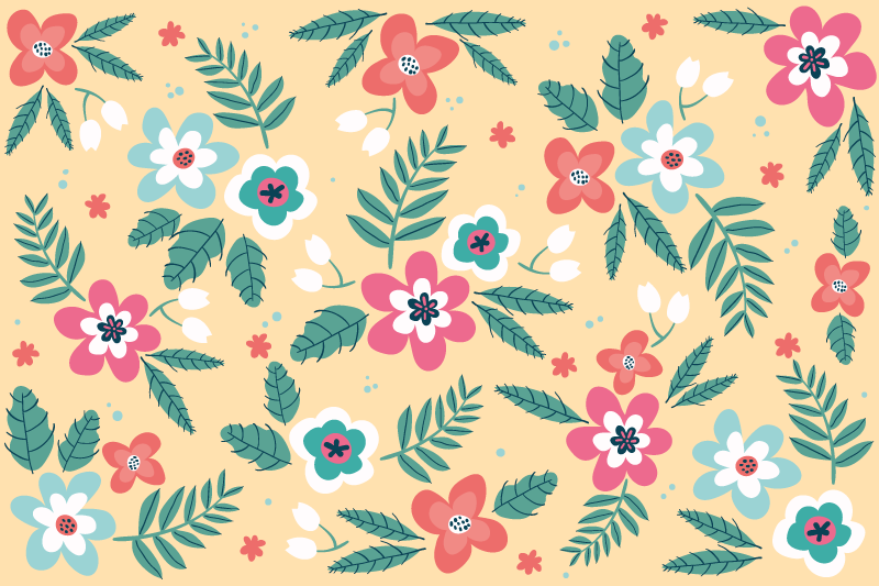 オリジナル ランチョンマット フローラルパターンデザイン - TENSTICKERS