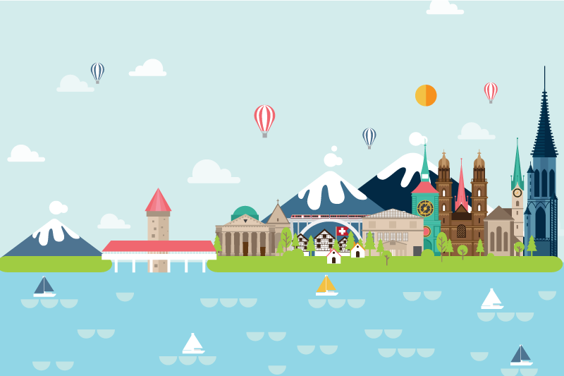 オリジナル ランチョンマット カラフルな街の風景 - TENSTICKERS