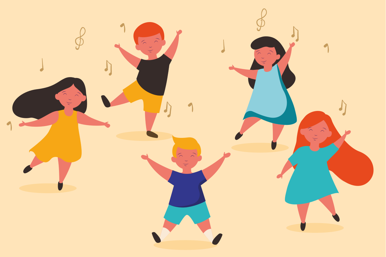 ランチョンマット 子供 楽しく踊る子どもたち - TENSTICKERS