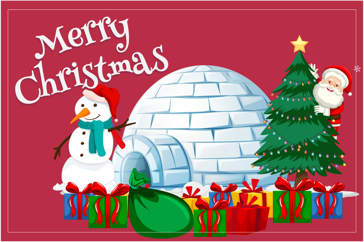 クリスマス ランチョン マット 祝祭のホリデーシーン - TENSTICKERS