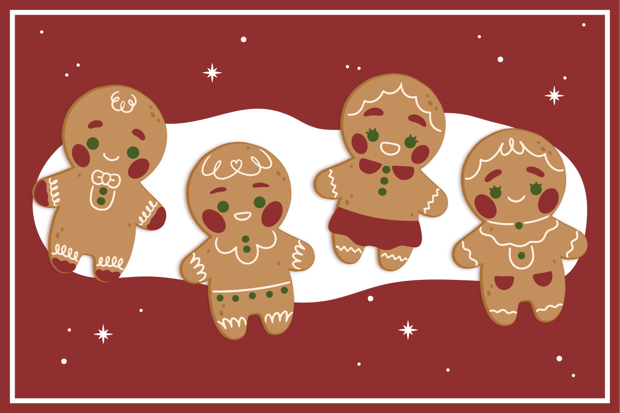 クリスマス ランチョン マット ジンジャーブレッドクッキーキャラクター - TENSTICKERS