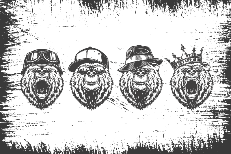 オリジナル ランチョンマット おしゃれなクマのポートレート - TENSTICKERS