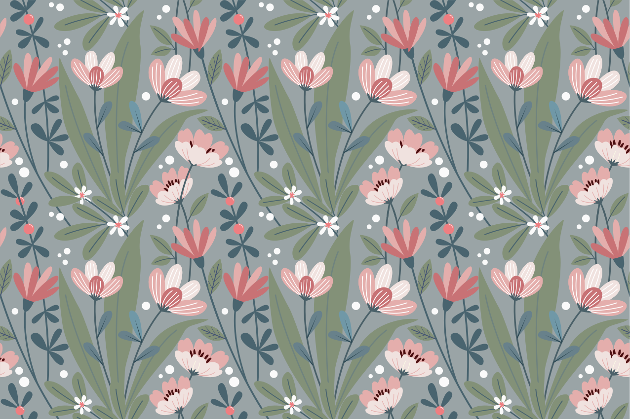 オリジナル ランチョンマット 花柄テーブル - TENSTICKERS