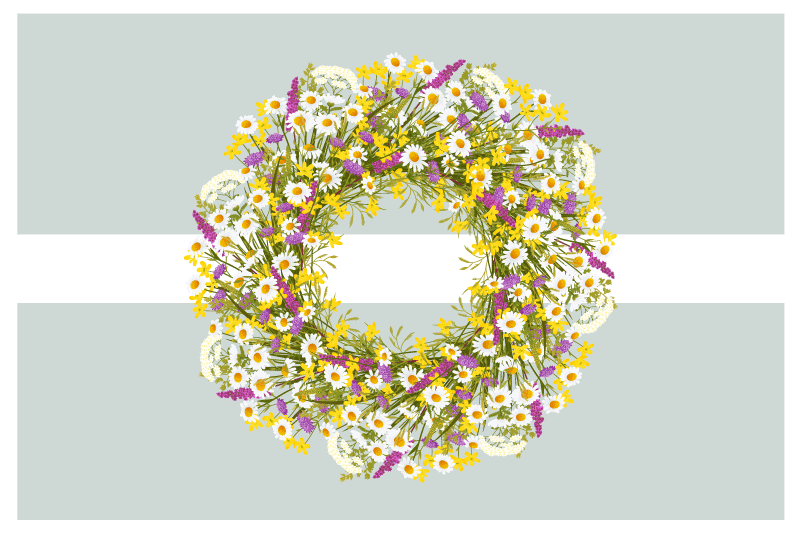 オリジナル ランチョンマット フローラルリース センター ピース - TENSTICKERS