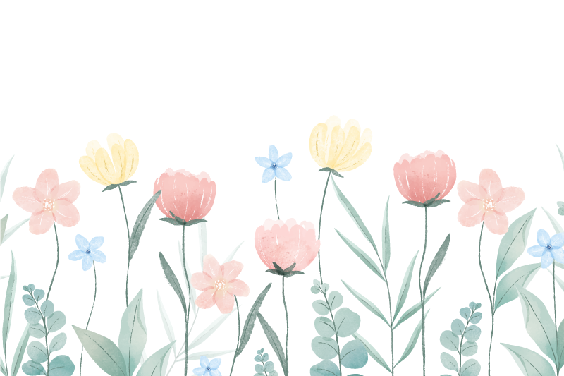 葉のプレースマットとピンクと黄色の花 - TENSTICKERS