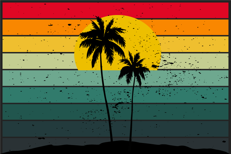 オリジナル ランチョンマット トロピカルサンセット風景 - TENSTICKERS