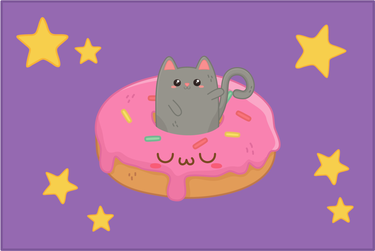 ランチョンマット 子供 かわいい猫のドーナツ - TENSTICKERS