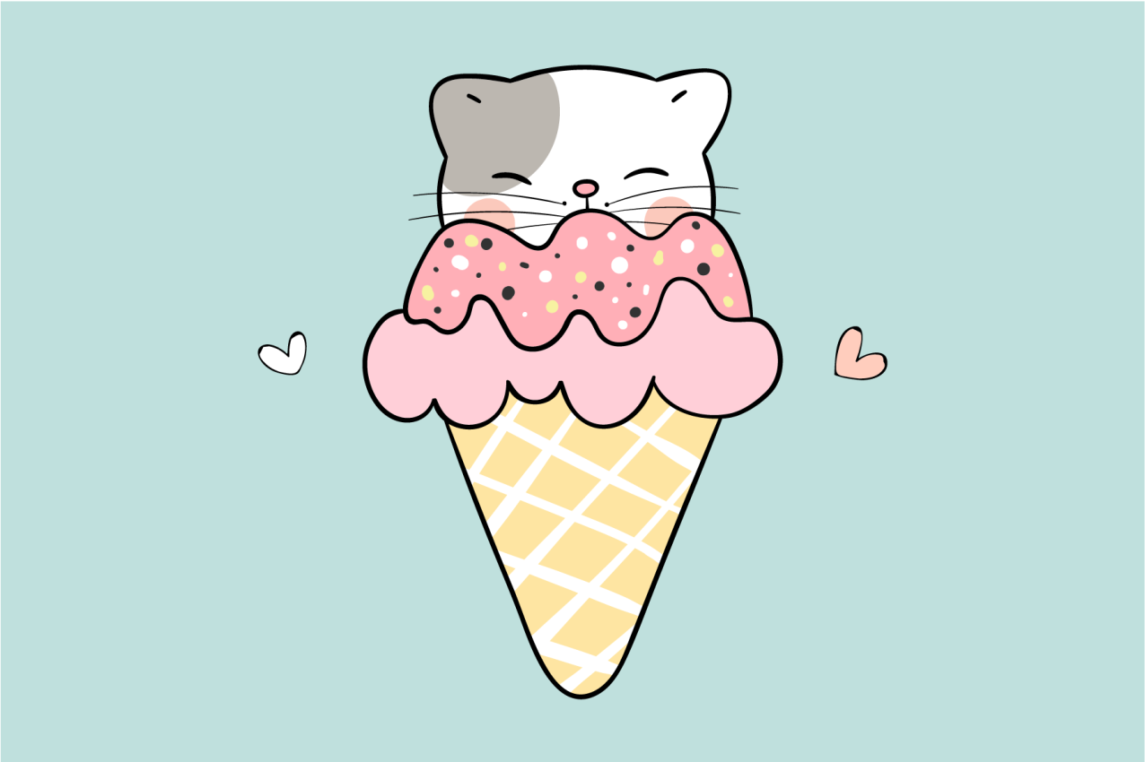 ランチョンマット 子供 かわいい猫のアイスクリーム - TENSTICKERS