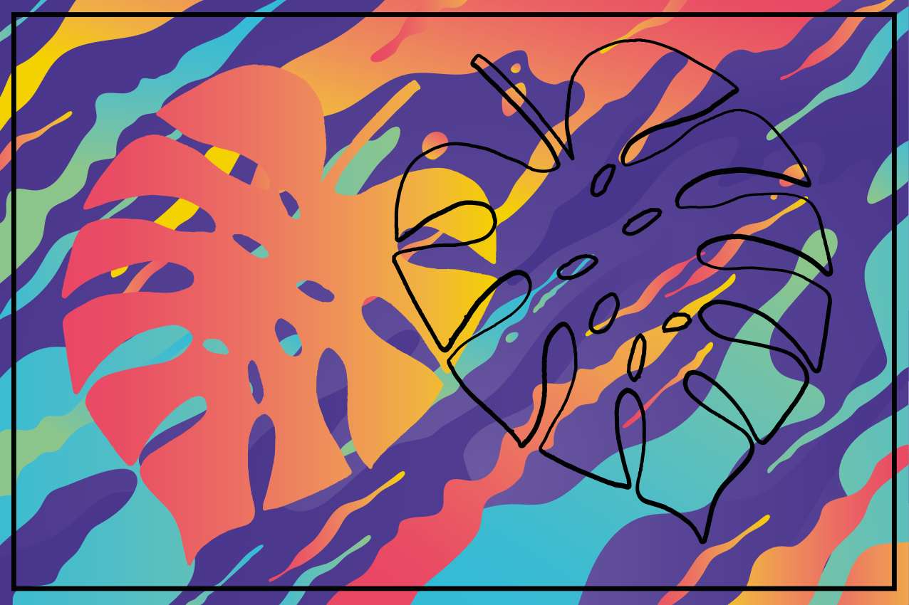 オリジナル ランチョンマット カラフルリーフパターン - TENSTICKERS